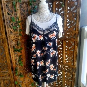 Socialite Babydoll Slip Dress and Cropped White Tee Set, Women's XL.